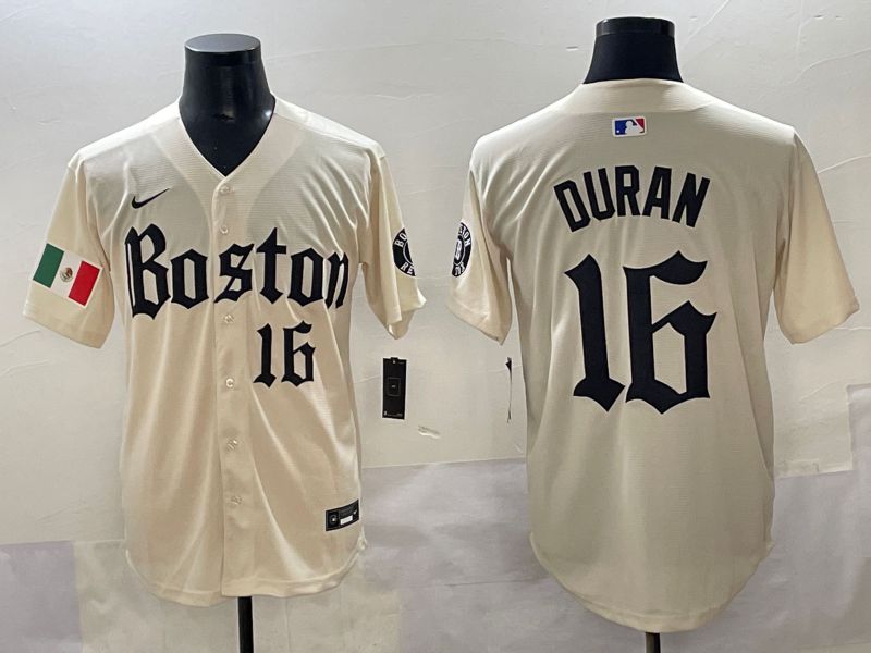Men 2025 Boston Red Sox 16 Duran Cream Five generations Joint Name Nike MLB Jersey style 13